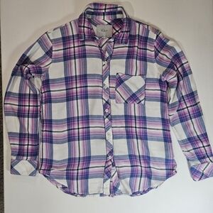 Rails‎ Womens Flannel Top XS Hunter White Denim Berry Classic Western Outdoor